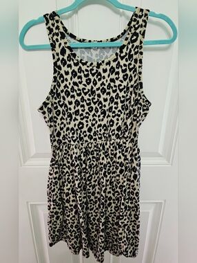 Leopard Sleeveless Lightweight Summer Dress With Pockets Sz M